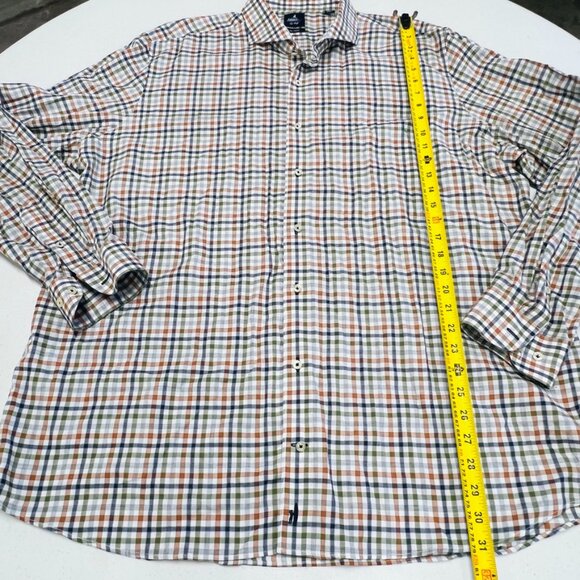 NWOT JOHNNIE-O TOP SHELF PUMPKIN GUFFY PLAID BUTTON DOWN SHIRT XXL Orange Blue - Picture 6 of 10